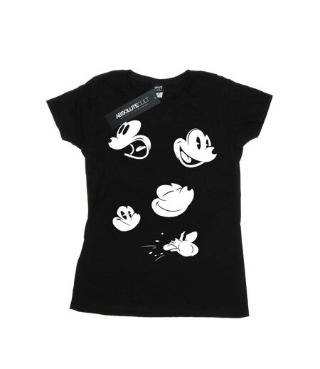 Disney T-shirt en coton Femme/Femme Mickey Mouse Faces (Noir) - UTBI31154