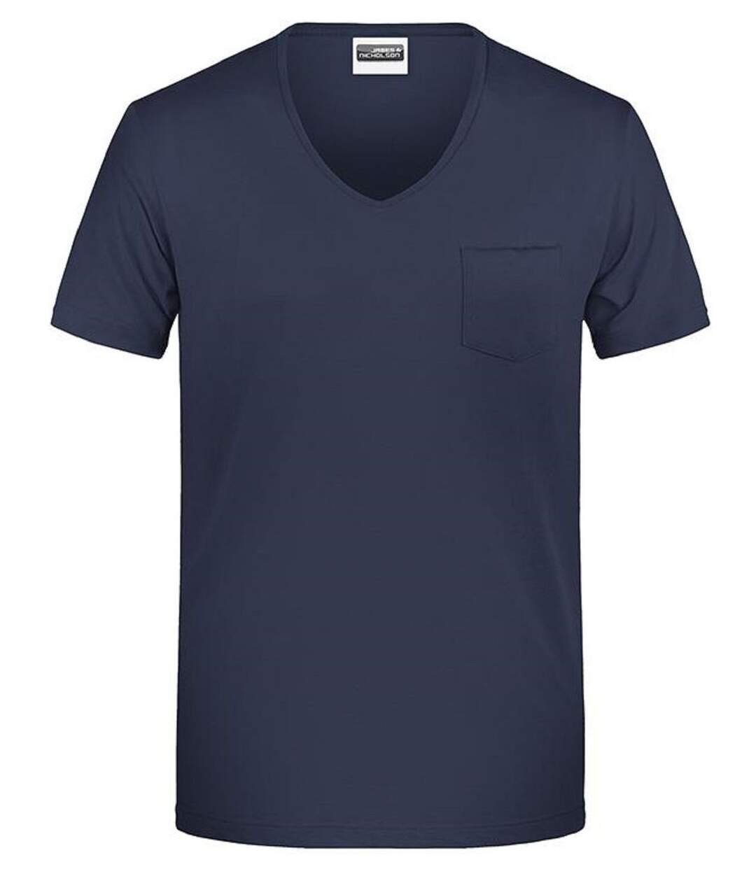 T-shirt BIO col V poche poitrine - Homme - 8004 - bleu marine-1