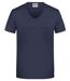T-shirt BIO col V poche poitrine - Homme - 8004 - bleu marine