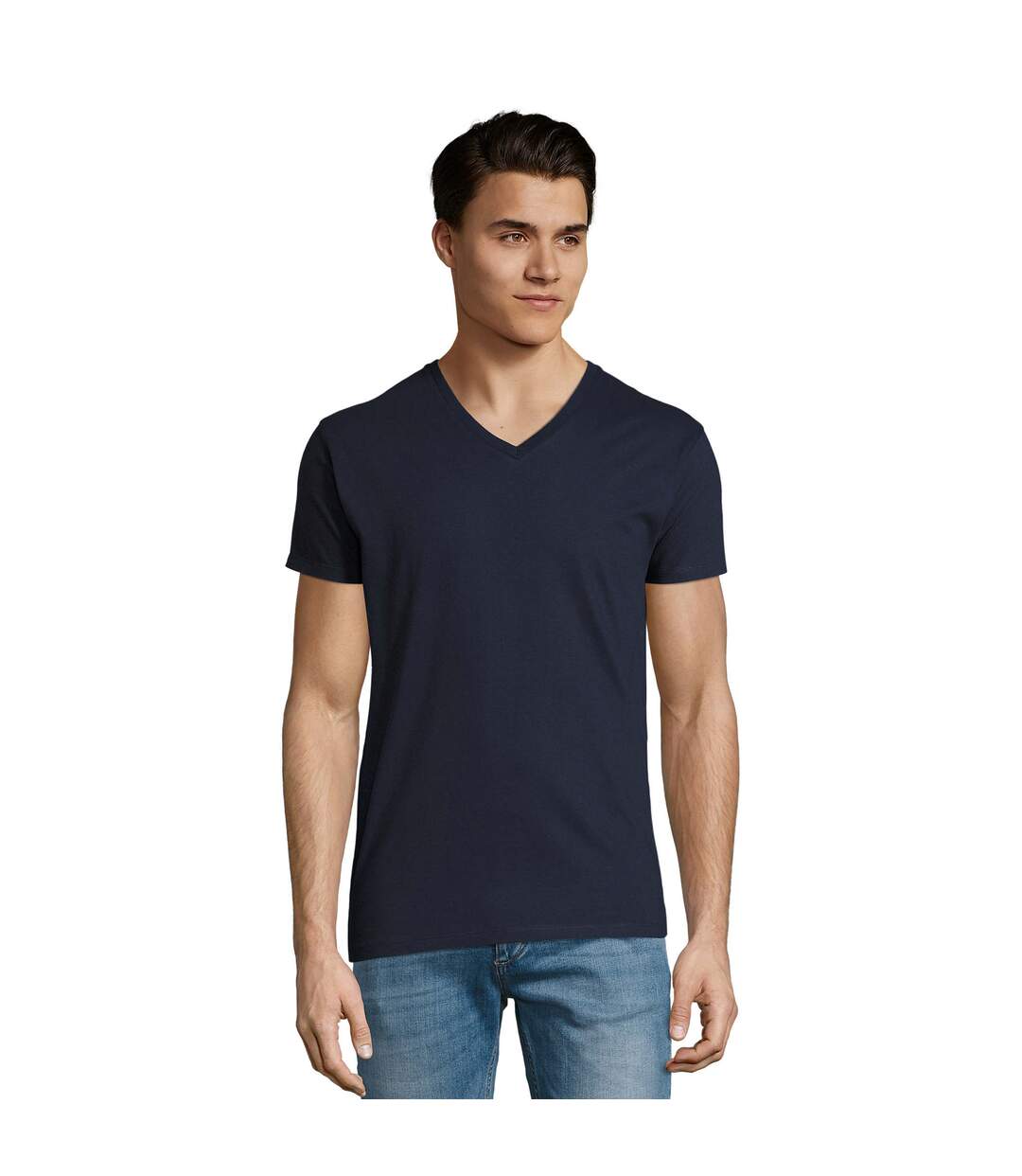 Mens imperial v neck t-shirt french navy SOLS-2