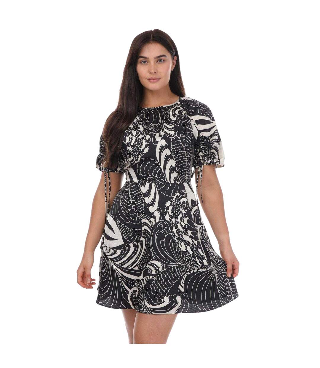 Robe Courte Manches Bouffantes Motif/style Imprimé Faridda Femme Noir Ted Baker-1