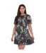 Robe Courte Manches Bouffantes Motif/style Imprimé Faridda Femme Noir Ted Baker-1