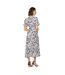 Womens/ladies abstract v neck puff sleeve midi dress ivory Dorothy Perkins