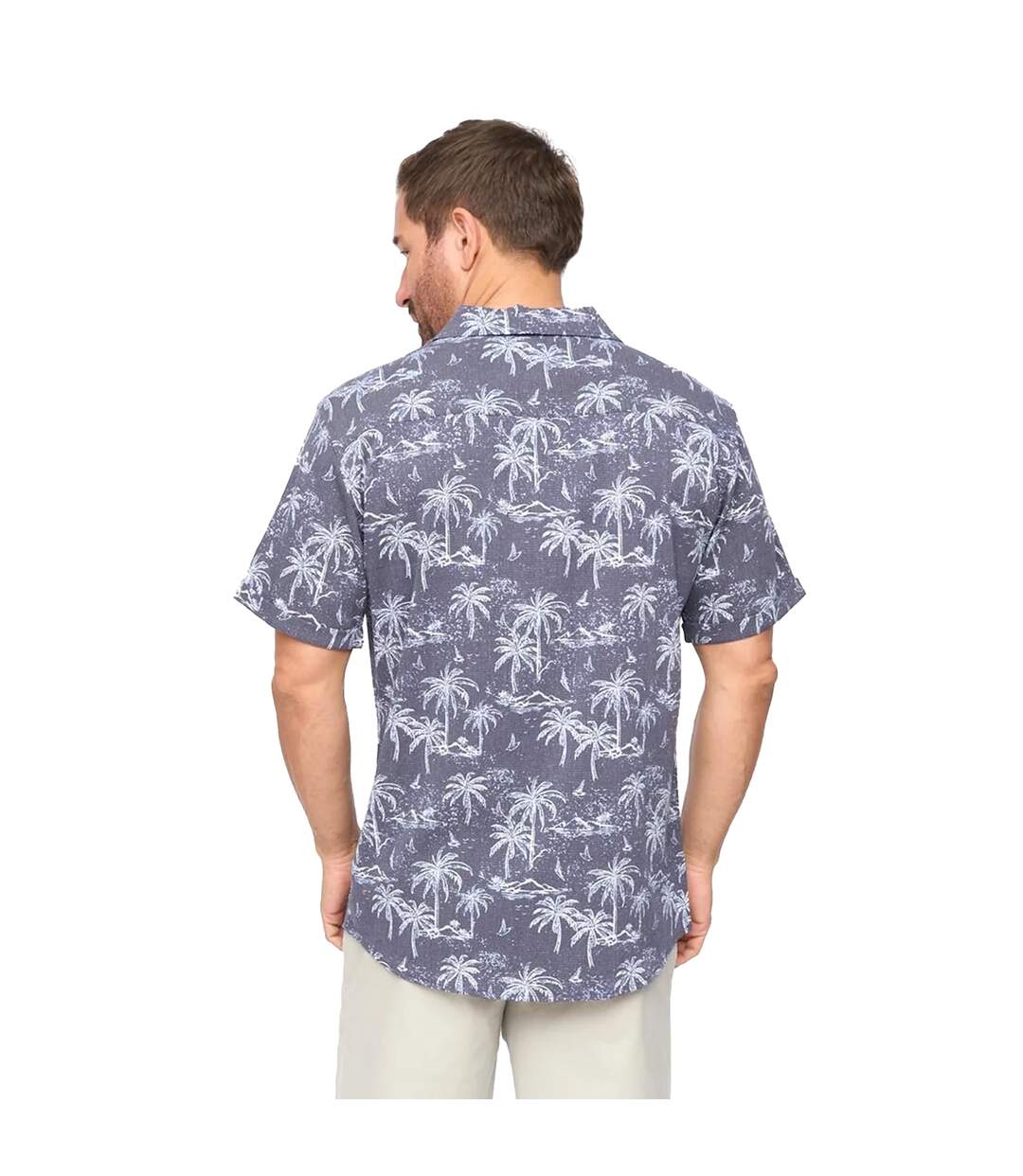 Chemise Manches Courtes Motif/style Imprimé Palmier Arecas Homme Bleu Marine Bewley & Ritch-3