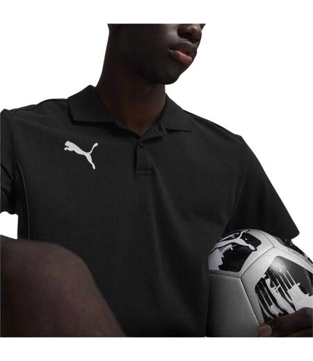 Mens Logo Pique Polo Shirt Black Puma