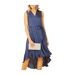Robe Portefeuille Sans Manches Femme Bleu Marine Mela London-4