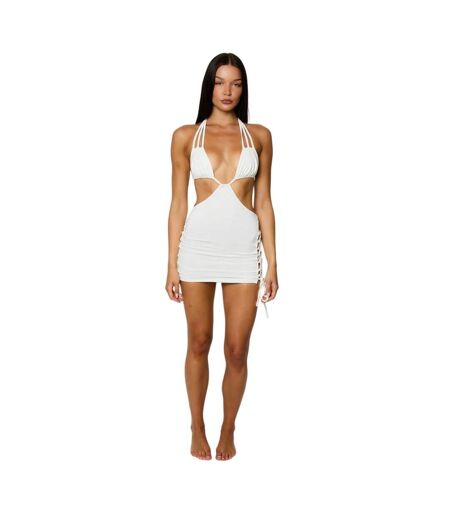 Womens/ladies Cut Out Slim Mini Dress White Honeyz