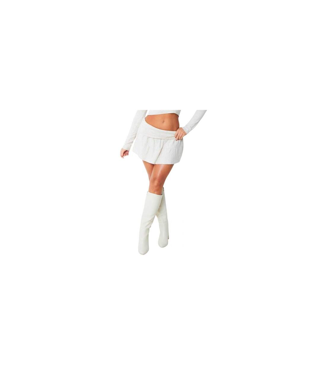 Mini Jupe Motif/style Se Rabat Sur L'avant Femme Beige Missy Empire-1