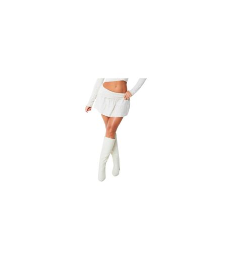 Mini Jupe Motif/style Se Rabat Sur L'avant Femme Beige Missy Empire