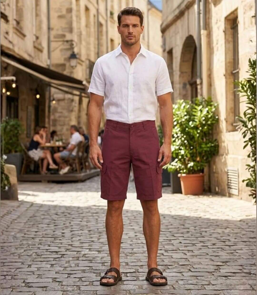 Bermuda WINCHESTER IVANHOE3 uni en coton : le short bordeaux chic et fonctionnel pour l'été-5