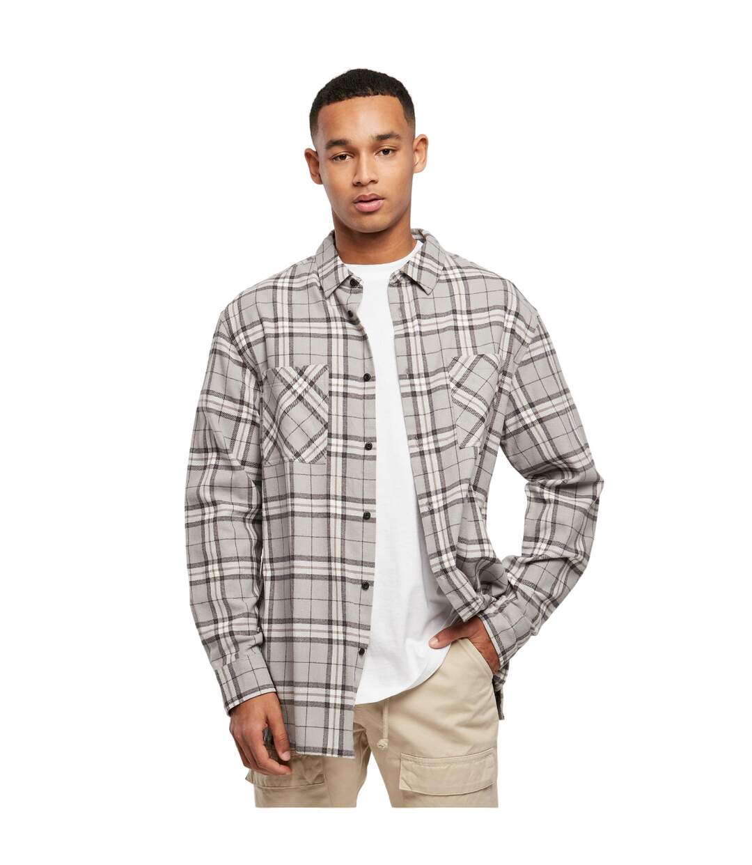 Chemise Motif/style À Carreaux Homme Gris Noir Urban Classics-3