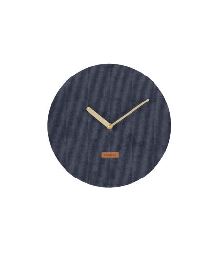 Horloge murale en velours côtelé Corduroy - Diam. 25 cm - Bleu foncé