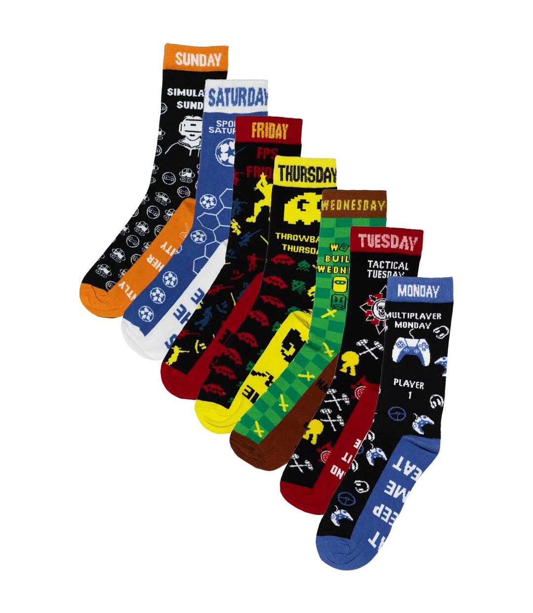 Pack Of 7  Mens Video Game Items Socks  Multicoloured Floso-2