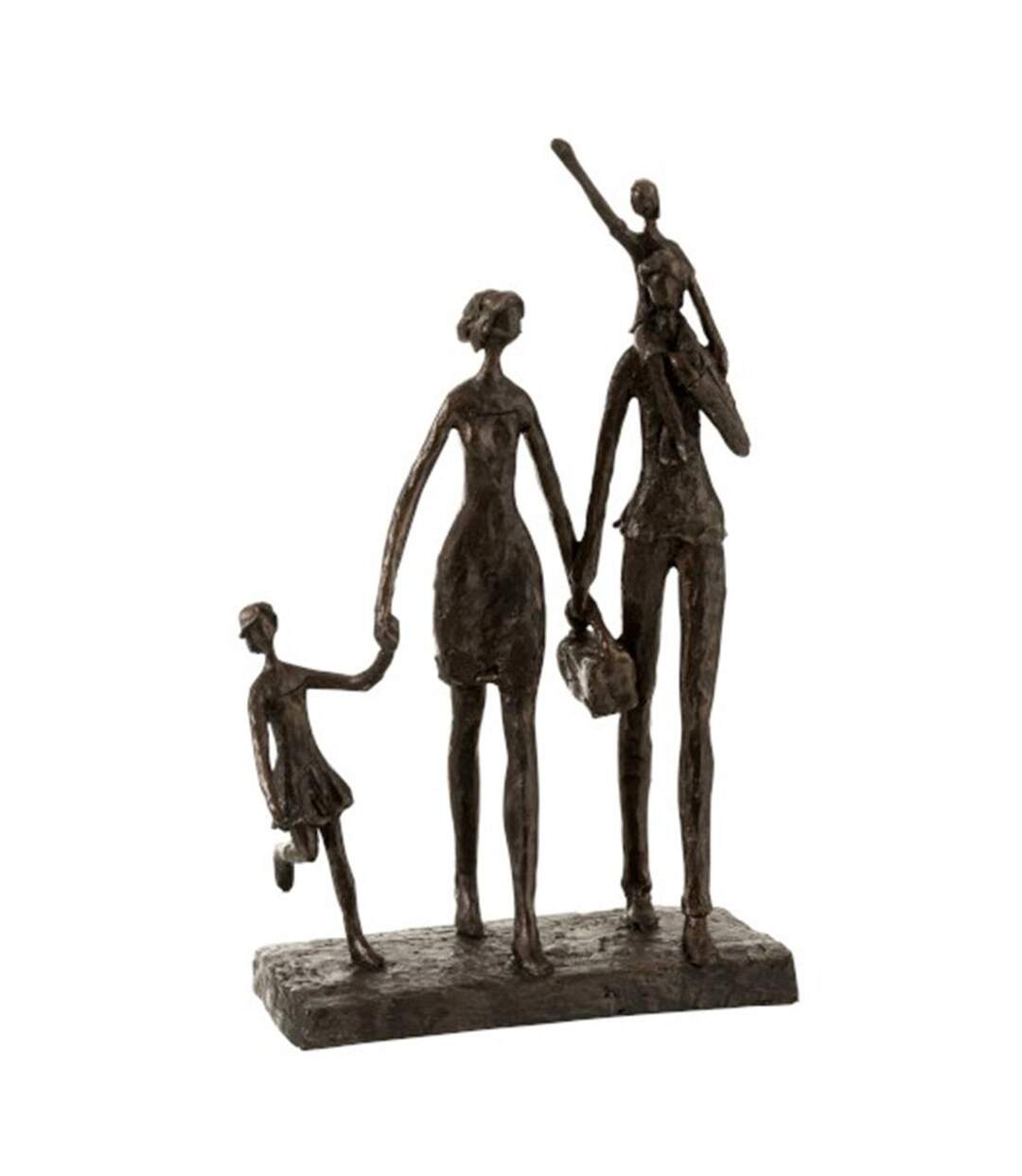 Statuette Déco Famille en Promenade 38cm Marron-1