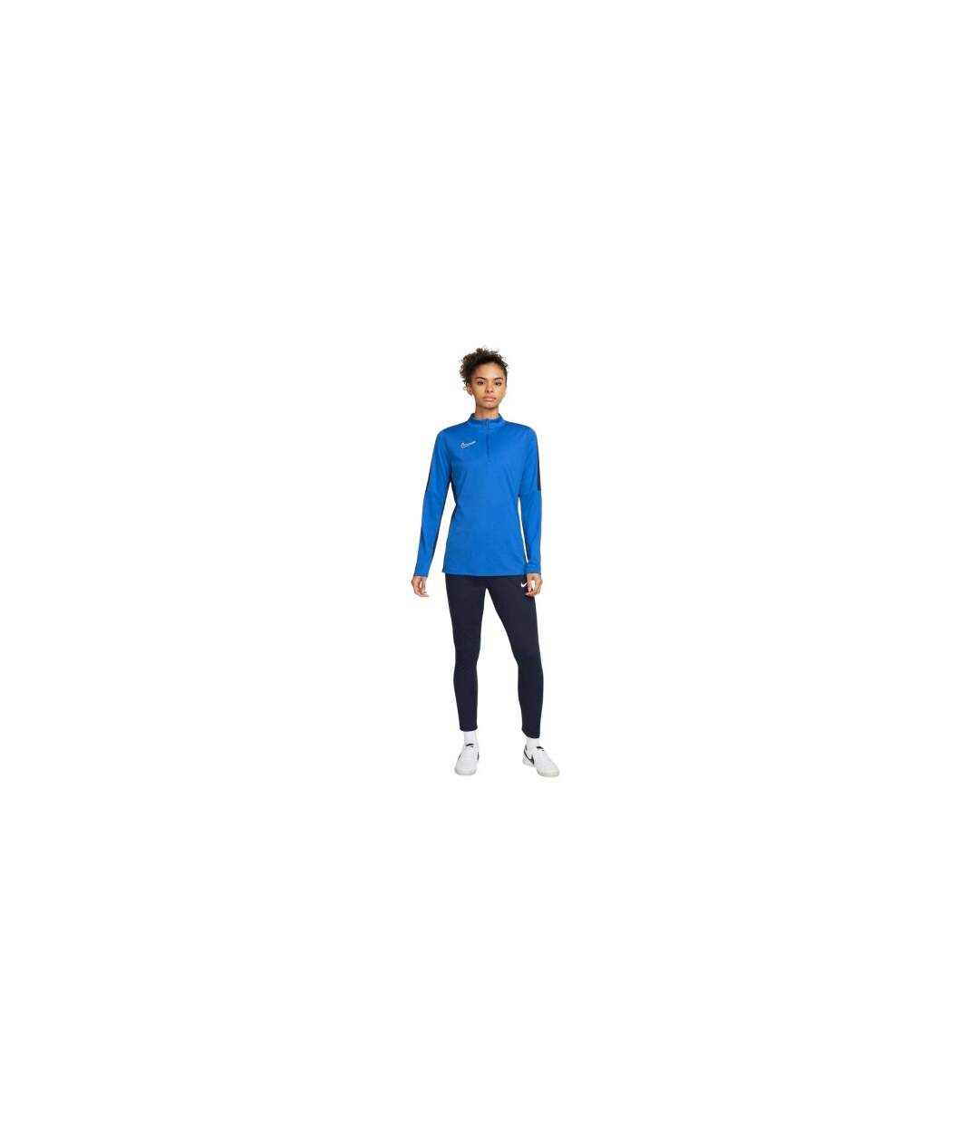 Womens/ladies Performance Zip Neck Training Sweatshirt Blue White Nike-1