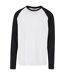 Mens Raglan Contrast Long-sleeve T-shirt Blanc Noir Build Your Brand-1
