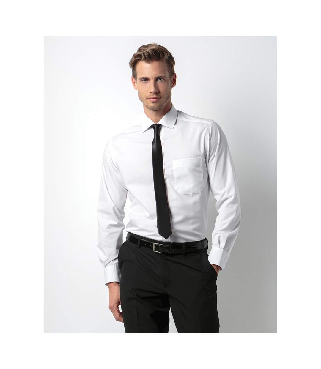 Chemise à manches longues sans repassage homme blanc Kustom Kit-4