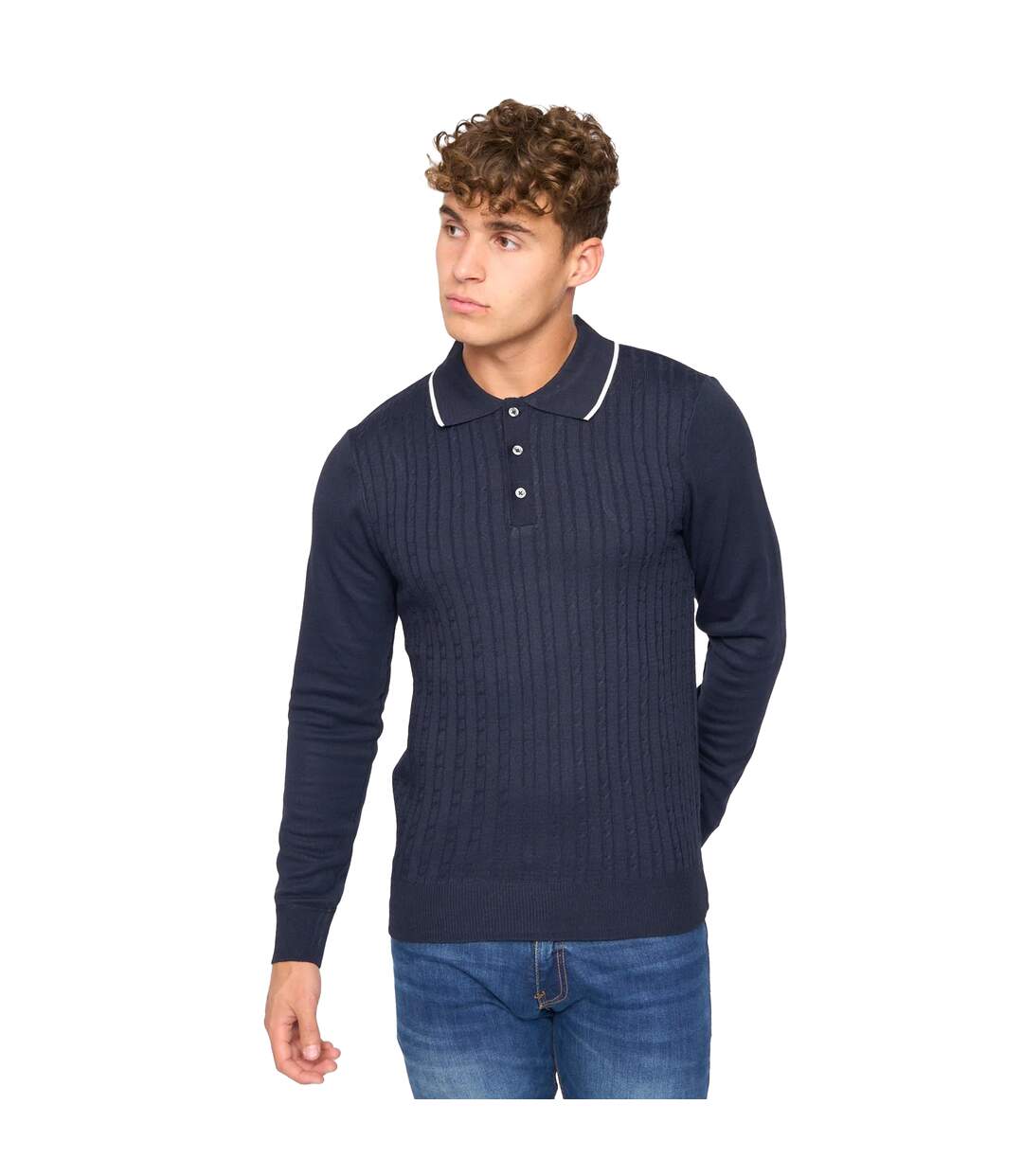 Pull ambrosden homme bleu marine chiné Bewley & Ritch-1