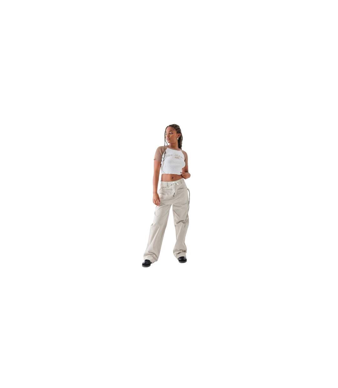 T-shirt Court Motif/style Tricoté Femme Blanc Daisy Street-1