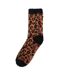 Womens/ladies Leopard Print Ankle Socks Brown Black Miso-2