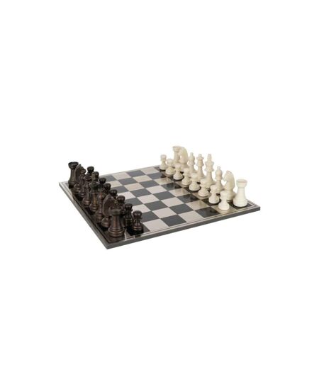 Jeu d'Échecs Déco Vintage 61cm Blanc & Marron