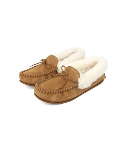 Womens/ladies willow suede moccasins chestnut Eastern Counties Leather