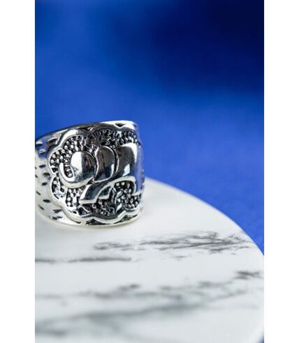 Wide Retro Elephant Carving Unisex Chunky Animal Large Silver Ring- Size 8 (P)