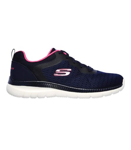 Womens/ladies bountiful quick path plain trainers navy/hot pink Skechers