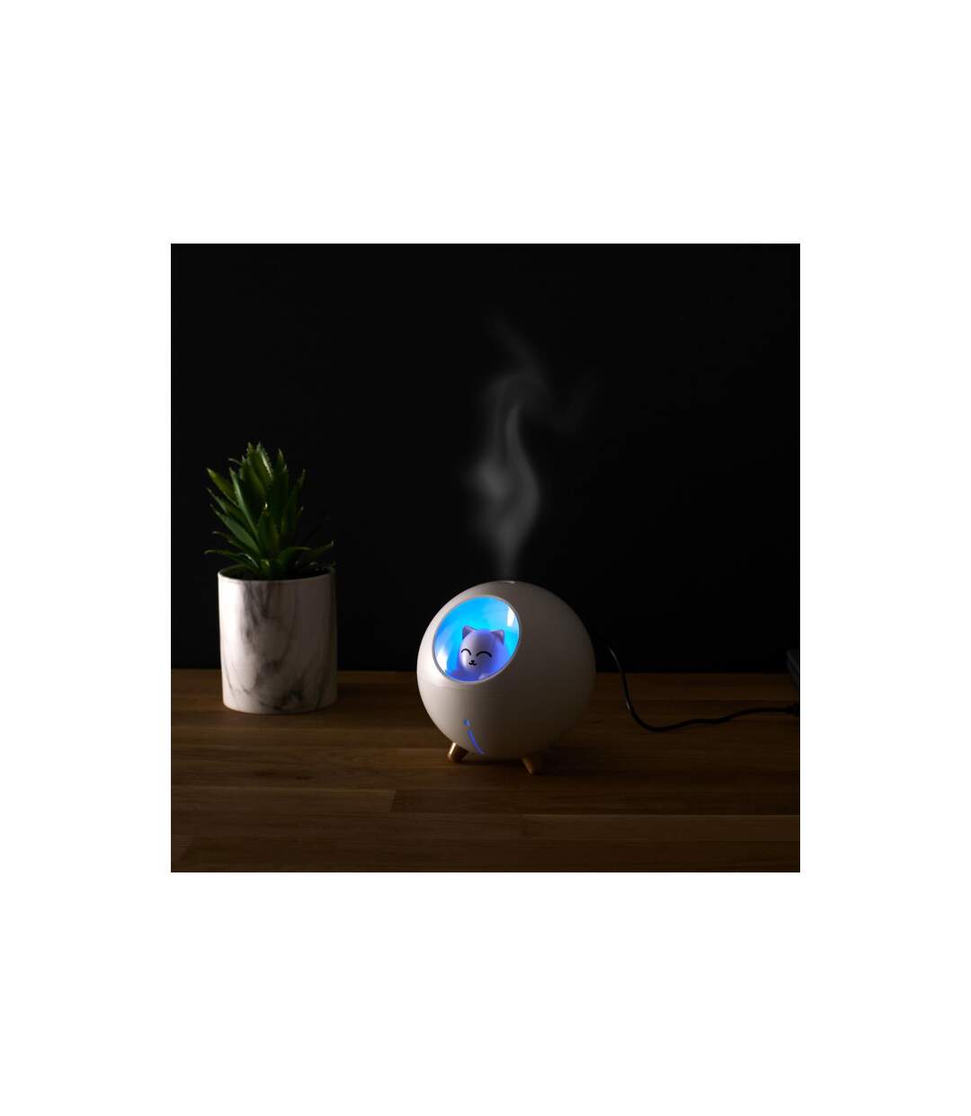 Diffuseur de Parfum Led Chat 11cm Blanc-3