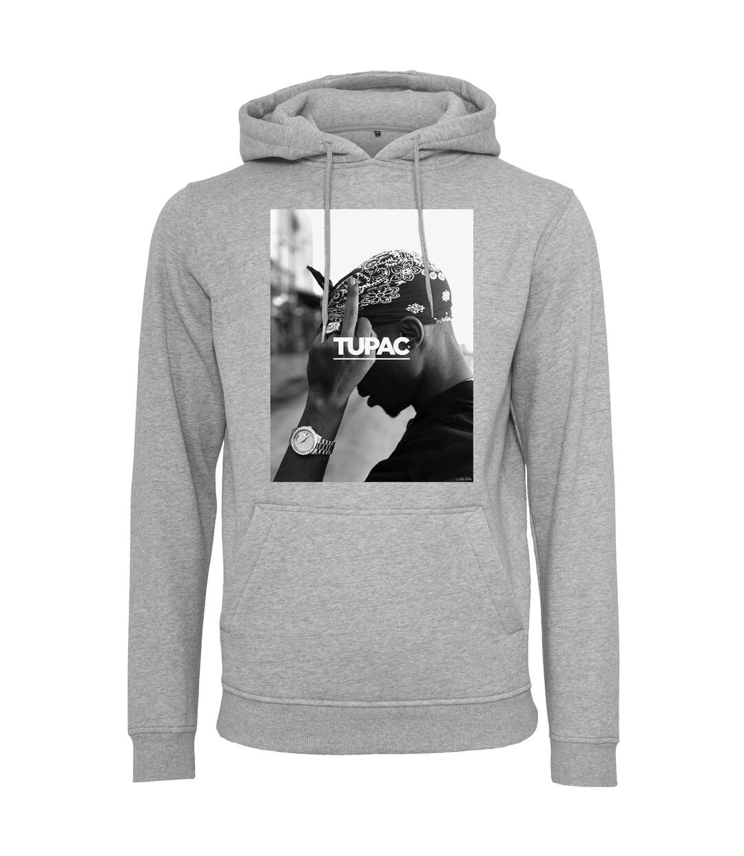 Mens F*ck The World Tupac Shakur Hoodie Gris Chiné Mister Tee-2