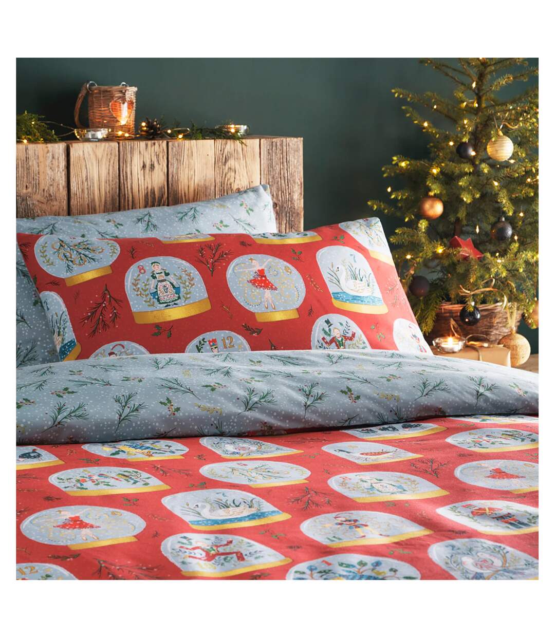 Twelve days of christmas duvet cover set red Furn