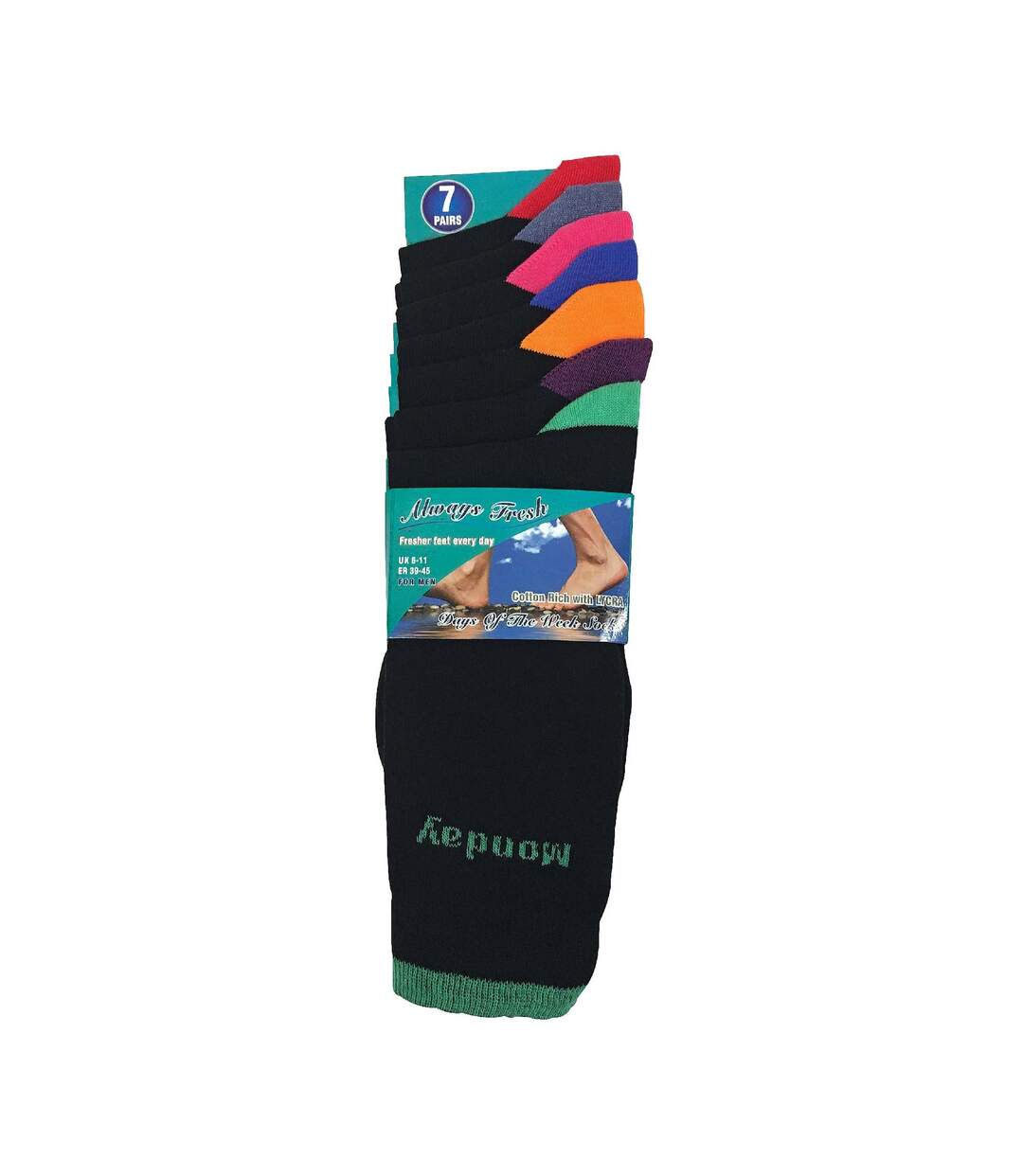 7 Pack Mens Days Of The Week Novelty Cotton Socks-2