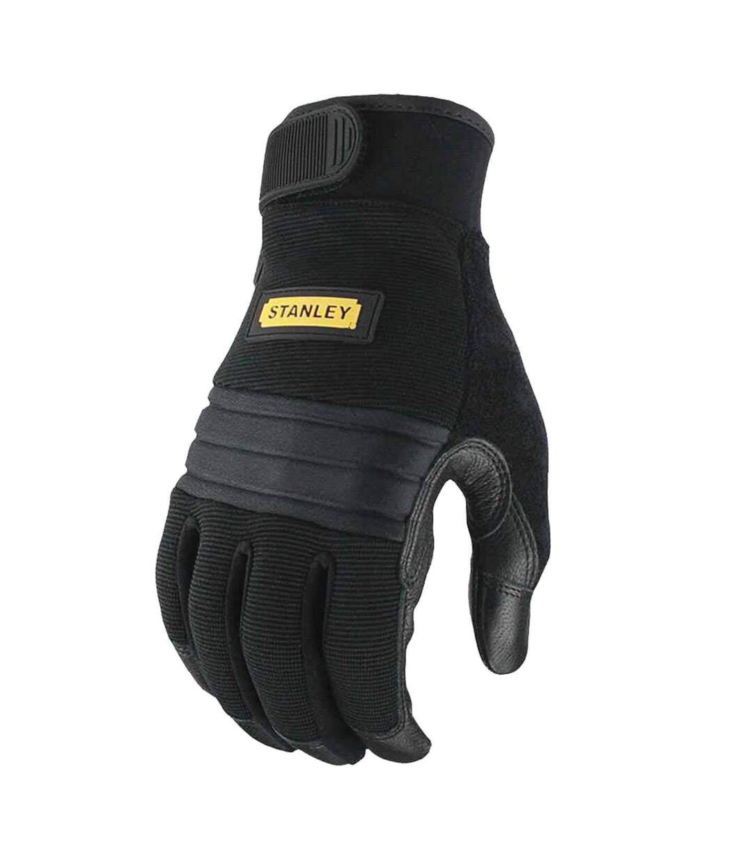 Unisex adult leather palm safety gloves l black Stanley-1