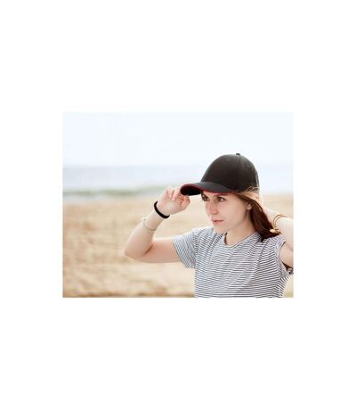 Tekapo Heavy Brushed Cotton Baseball Cap Black Red MidOcean