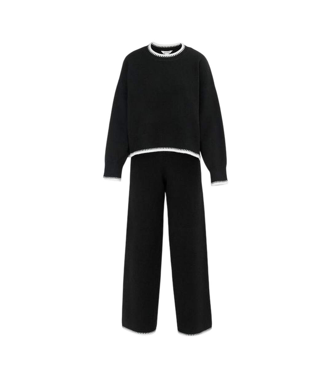 Ensemble Haut Et Bas Manches Longues Femme Noir Blanc Miso-1