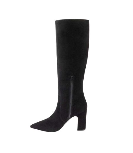 Womens/ladies Suede Block Heel Knee-high Boots Black I Saw It First