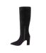 Womens/ladies Suede Block Heel Knee-high Boots Black I Saw It First-3