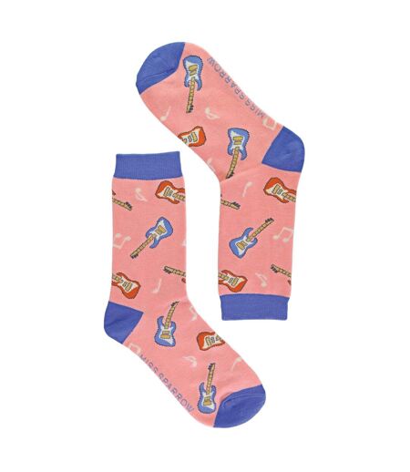 1 Pack Ladies Novelty Dusky Pink Guitar Bamboo Socks
