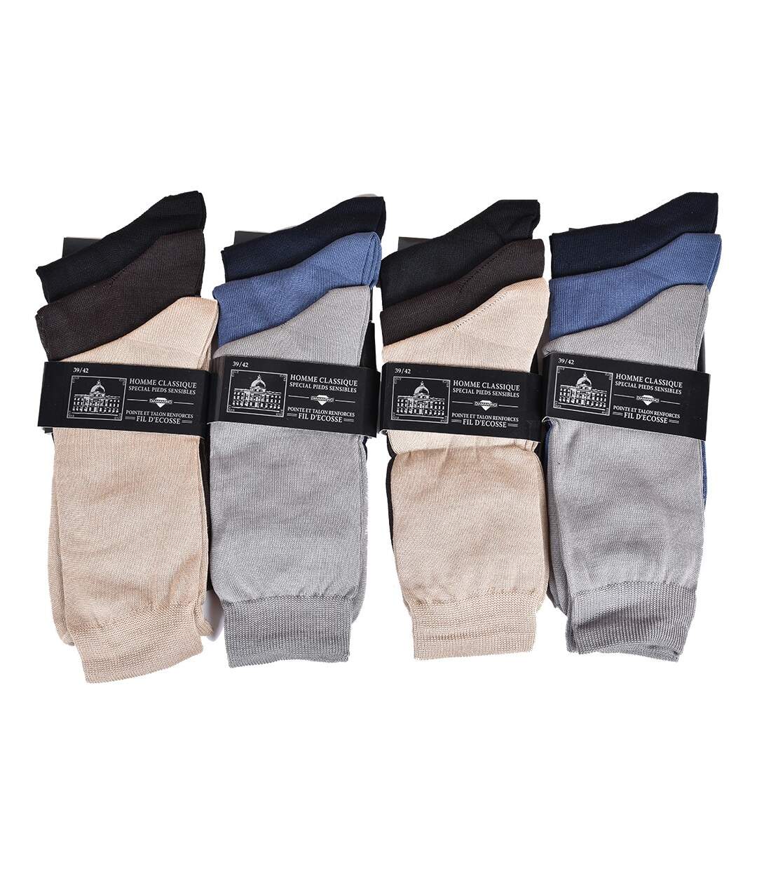 Chaussettes homme fil d'écosse - Assortiment modèles photos selon arrivages- Pack de 12 Paires Surprise