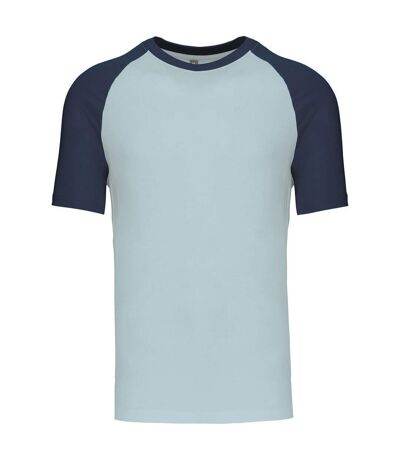 T-shirt bicolore baseball - Homme - K330 - bleu clair et bleu denim