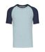 T-shirt bicolore baseball - Homme - K330 - bleu clair et bleu denim
