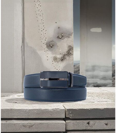 Ceinture Chic en Cuir Bleu marine pour Hommes - Ajustable et Moderne