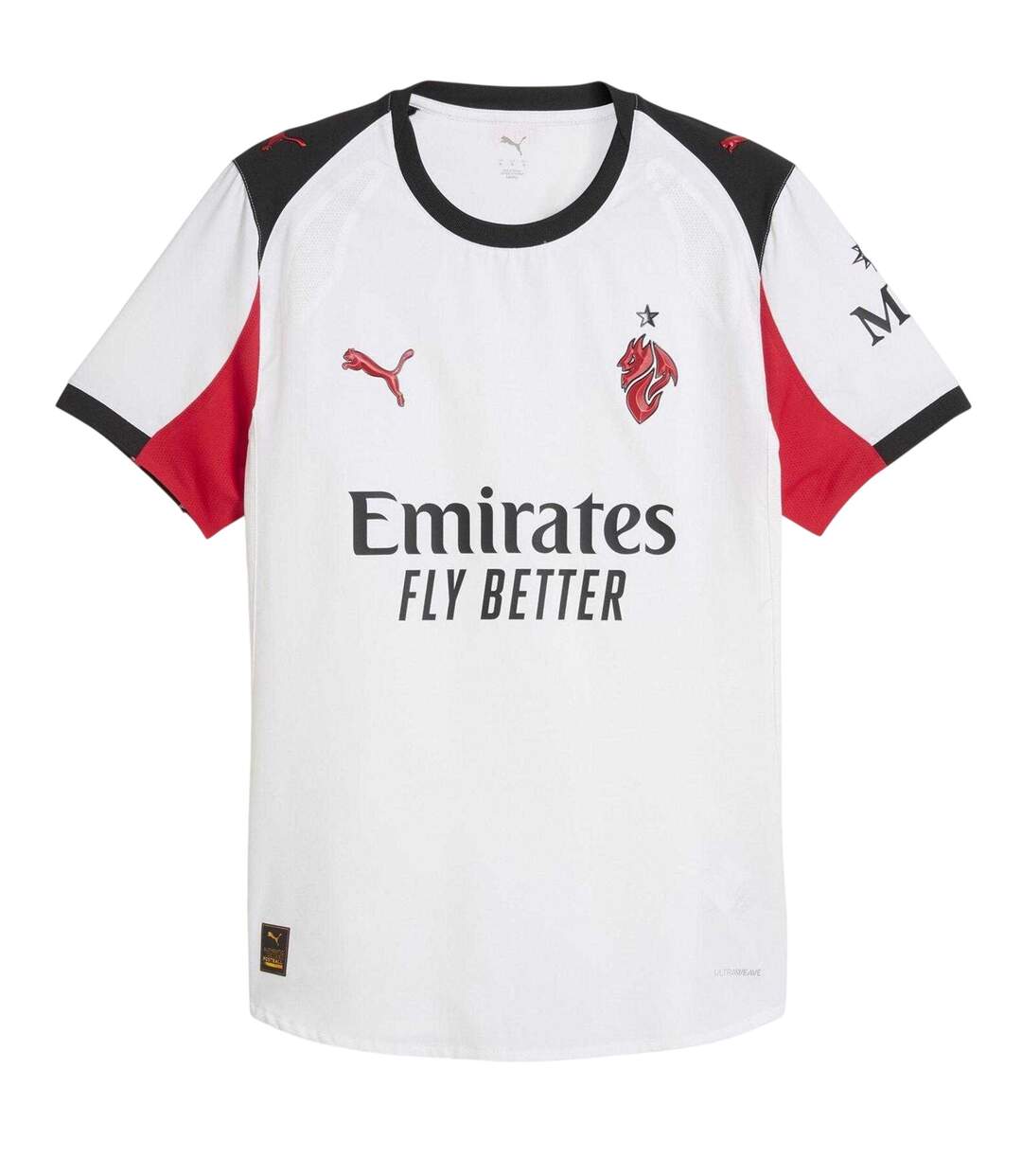 Mens Authentic 25/26 Ac Milan Badge Football Away Shirt Off White Deep Crimson Red Puma-2