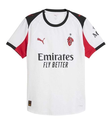 Mens Authentic 25/26 Ac Milan Badge Football Away Shirt Off White Deep Crimson Red Puma