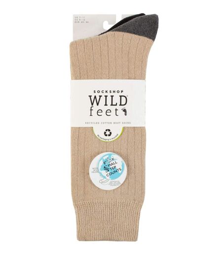 Wildfeet - 3 Pack Mens Recycled Cotton Boot Socks