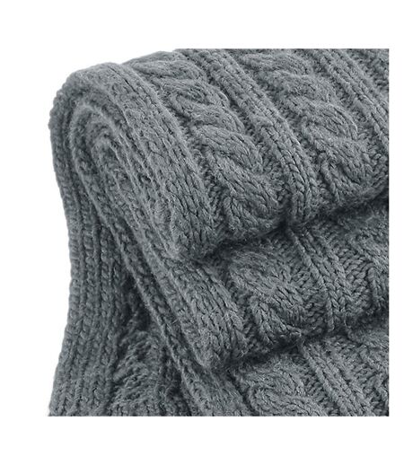 Beechfield Unisex Cable Knit Melange Scarf (Light Gray) (One Size)