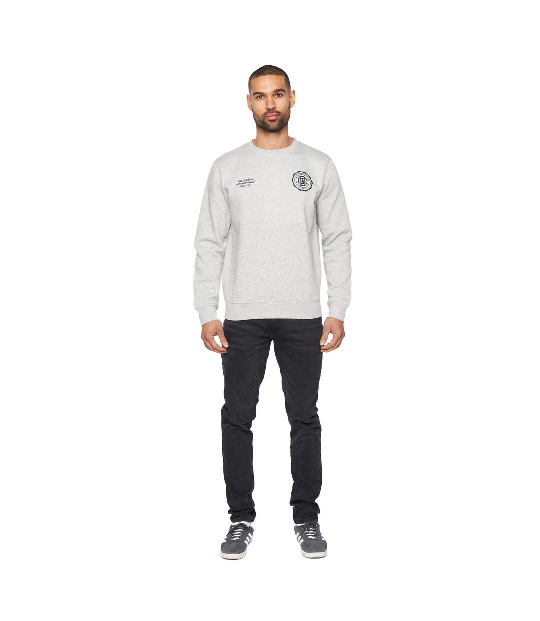 Mens Keyaan Crew Neck Sweatshirt Grey Marl Duck And Cover-1