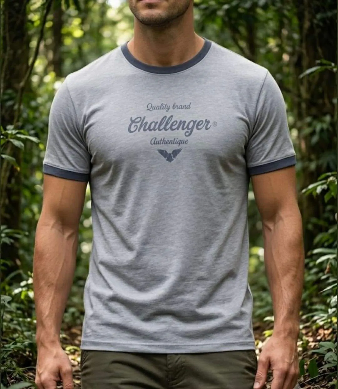 Tee-shirt SAGARO2 Challenger – Le haut uni en coton flammé à détails contrastés pour homme-1