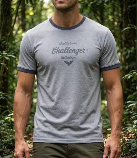 Tee-shirt SAGARO2 Challenger – Le haut uni en coton flammé à détails contrastés pour homme