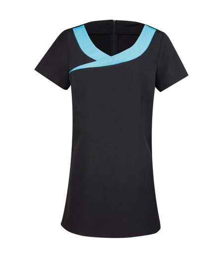 Premier Womens/Ladies Ivy Short-Sleeved Tunic (Black/Turquoise) - UTPC7253